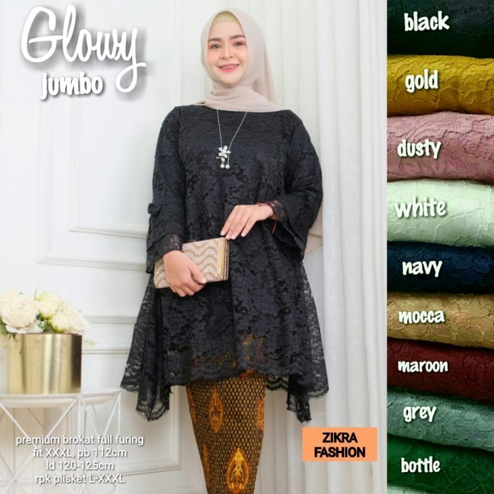 Manchu New Glowy Jumbo Set Tunik Broklat Dan Rok Plisket Xxl Ld 120-125Cm