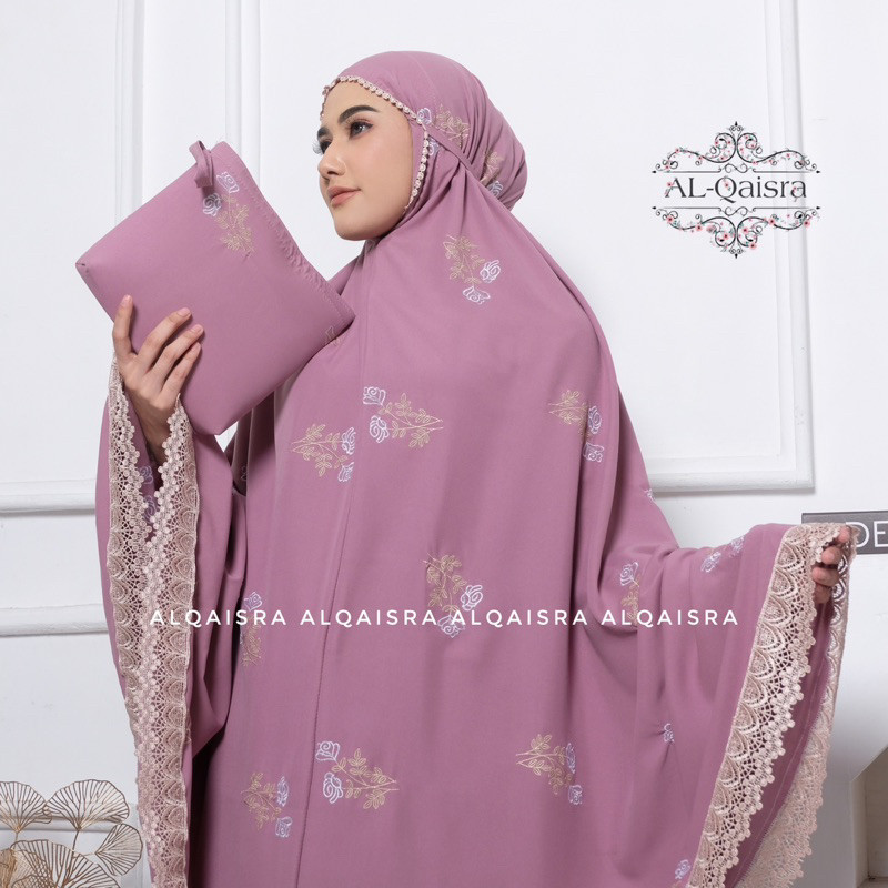 [SYAR'I MINERV] Mukena Dewasa Jumbo Bordir Bunga Zafara Renda Mewah