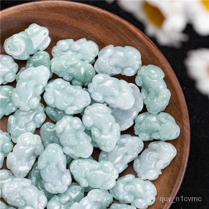 Batu Giok Myanmar Suku Cadang Permata Cincin Wanita Aksesoris Pixiu Kecil Jenis Lilin Es