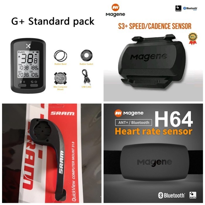 Paket Xoss G+, Magene Speed/Cadence, Magene Heart, Barfly Sram