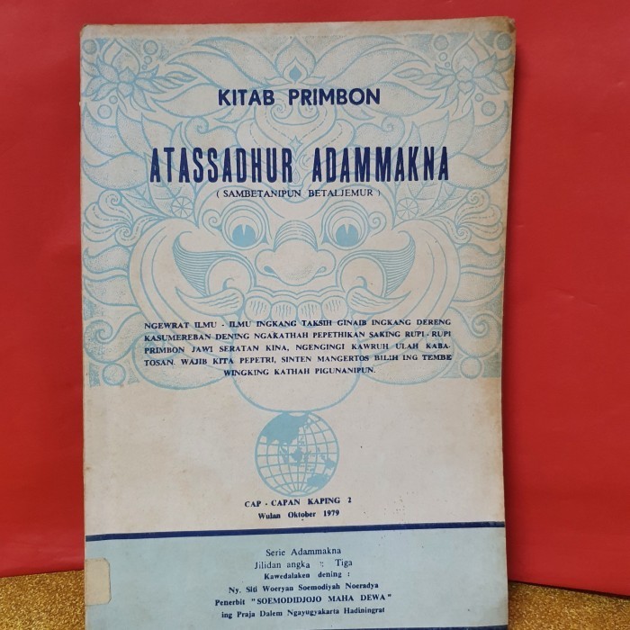 BUKU KITAB PRIMBON ATASSADHUR ADAMMAKNA CAP CAPAN KAPING 9
