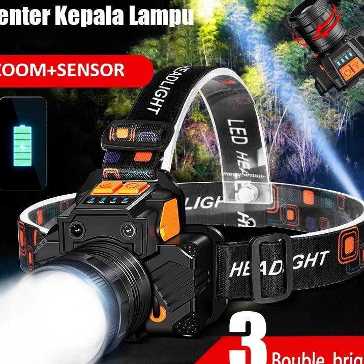 Lampu Depan Tahan Air Sensor Gerak/Led Senter Terang/Terang Anti Air/Senter Kepala Lampu Senter Kepa