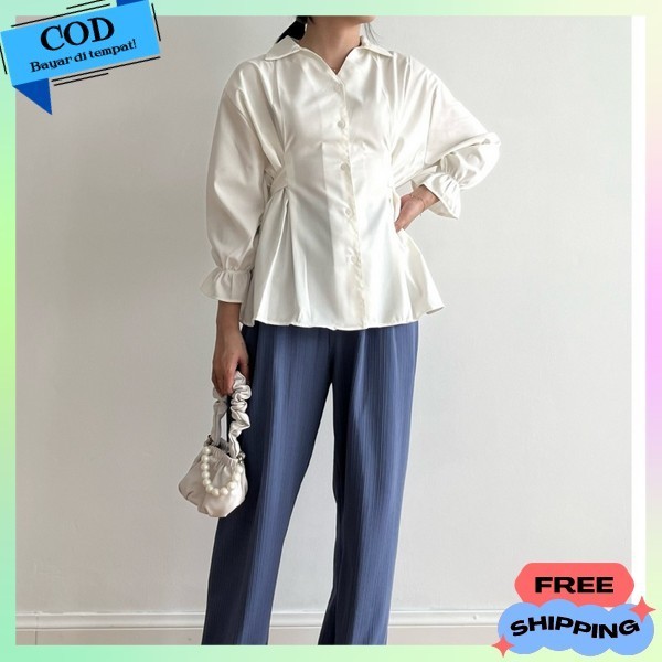 Blous Elegan Blues Fashion Dewasa Pakaian Remaja Kasual Bisa Cod Baju Wanita Jumbo Big Size Boluse P