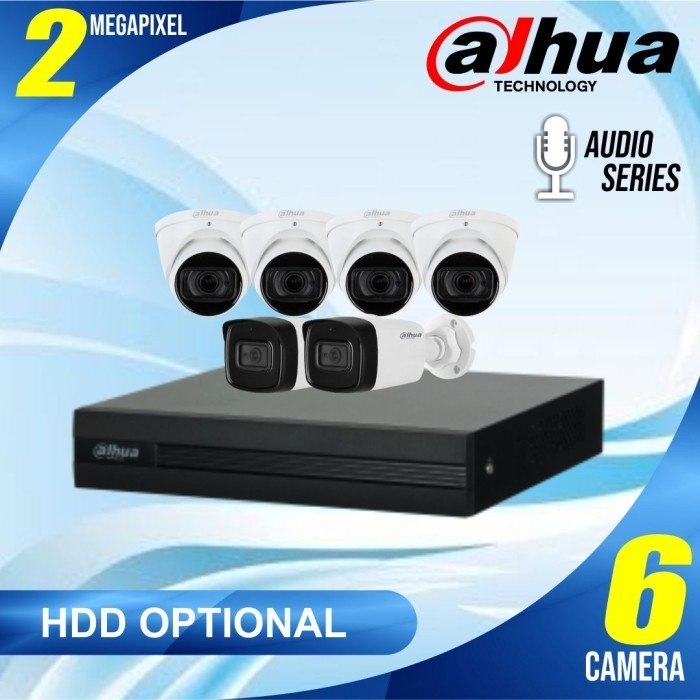 PAKET CCTV DAHUA 6CH AUDIO 2MP / CCTV DAHUA AUDIO 6 CAMERA - 2MP