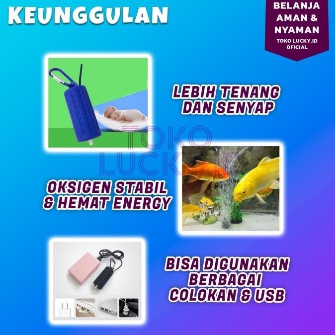 Baru Aerator USB Pompa Pancingan Airator Airstone Carabiner Aquarium .,