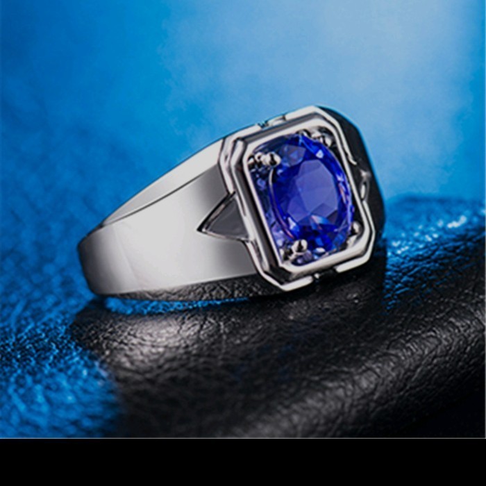 Cincin - L Pa Cincin Perak 925 Asli Berlian Safir Pria Wanita Kristal Batu I Yf