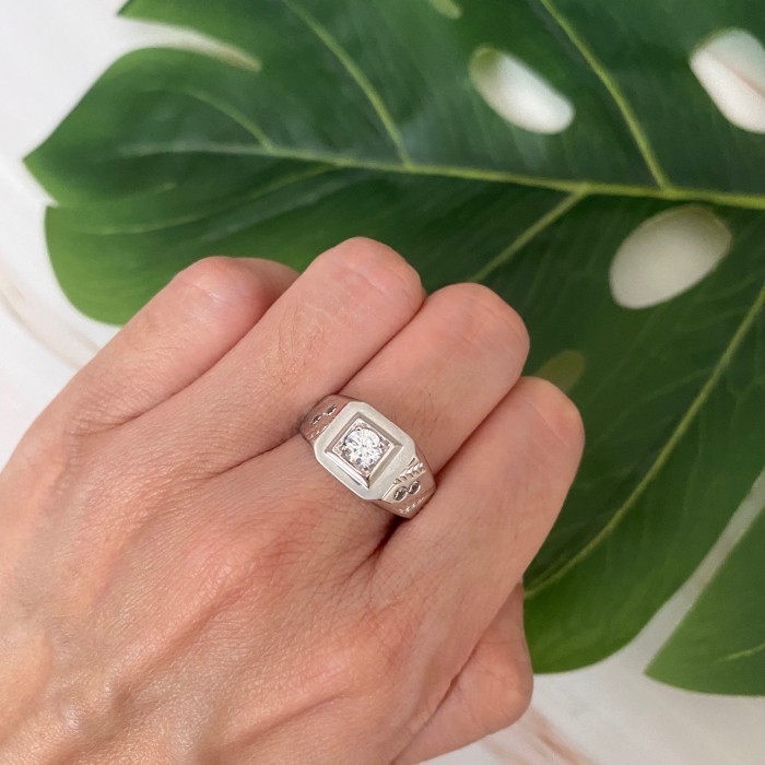 Cincin - Cincin Pria Emas Putih 17K Kadar 750 75 Fashion 5.12 Gram Size 17