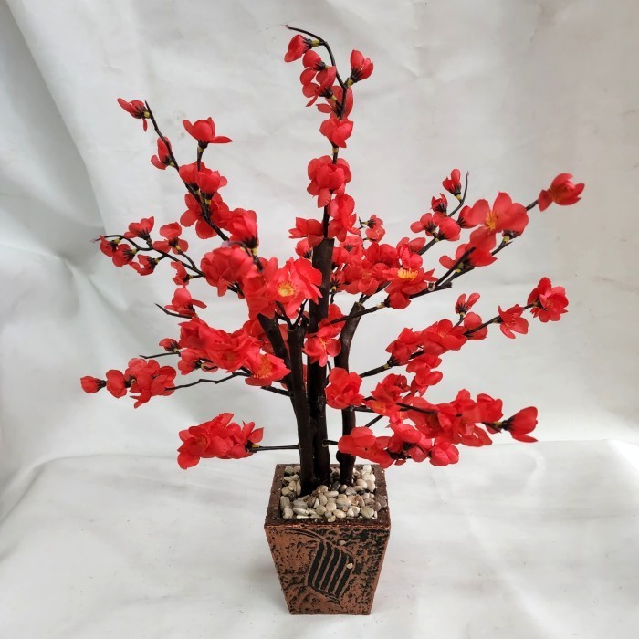 K1P POT BUNGA MEIHWA KECIL DEKOR MEJA HIASAN BUNGA SAKURA PINK MURAH ORNAMEN IMLEK BUNGA PINK SAKURA