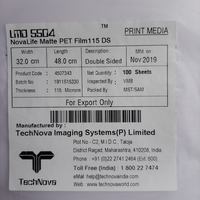 

MURAH Technova LMO 115 Micron Kertas Synthetic