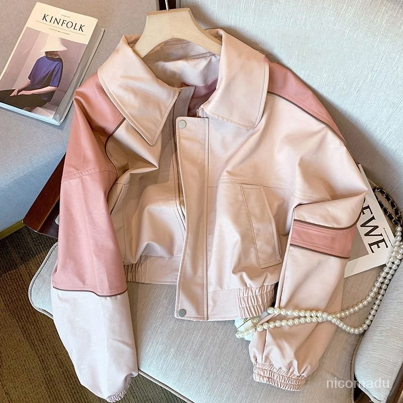 Nico##Premium leather Jaket Wanita Kulit Elegant Pink-Jaket CropKulit Oversize Leather Jacket Wanita