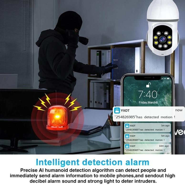 Populer Ready+Bisa CodCctv Kamera Ip Kamera Cctv Bulb Hd 8Mp Wifi Lampu 360 Ptz Anti Air