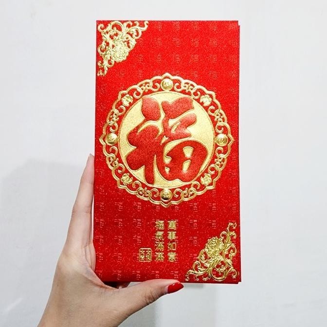

New Angpao Imlek Jumbo Isi 6 Angpau Fuk Chinese Hoki Ampao Sincia Merah Berkualitas