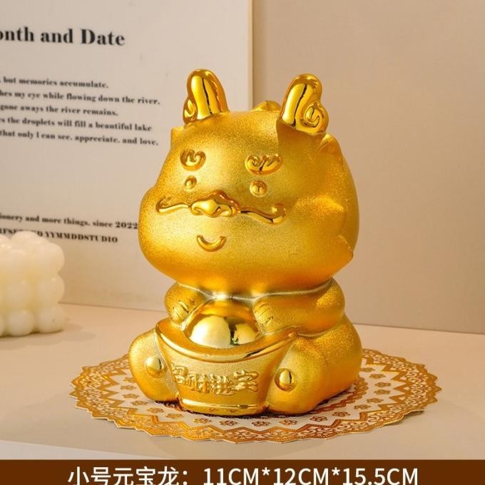 

New Pajangan Naga Emas Keramik Patung Dragon Murah Kado Sovenir Imlek 2024 Limited Edition