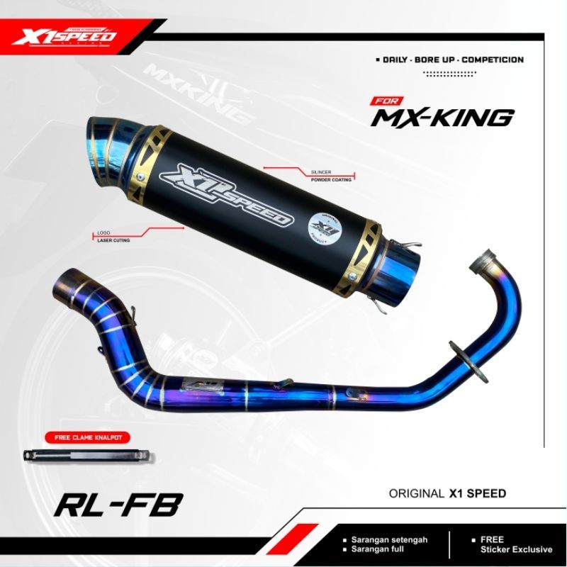 TERLARIS Knalpot Yamaha MX KING Header BLUEMOON Original X1 Speed Racing Kenalpot Type Malaysian