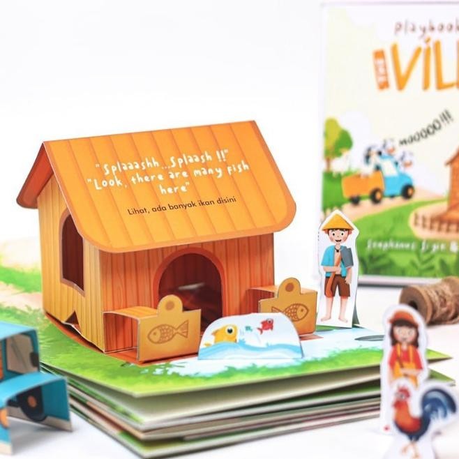 Buku Cerita Anak The Village Pop Up Book Indonesia Inggris Bilingual Spesial Promo