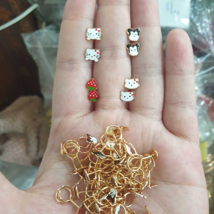 ANTING TOGE END LOOP EMAS ASLI KARTUN KARAKTER ANAK LUCU EMAS ASLI 8K