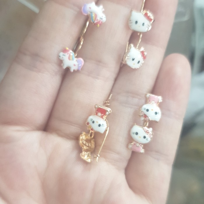 ANTING BIRU KARAKTER BONEKA ANAK EMAS ASLI 700 70% KADO ANAK PEREMPUAN