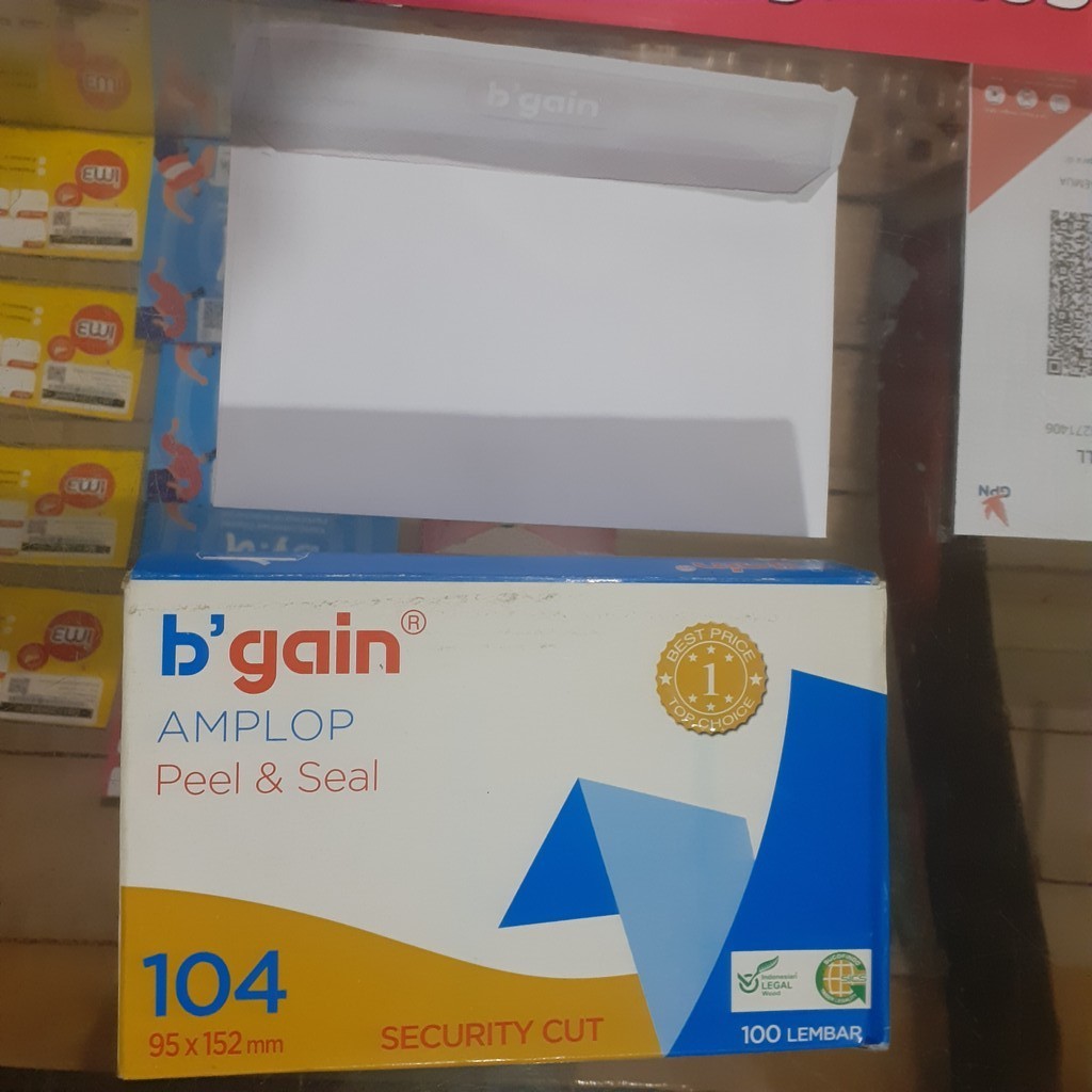 

B'Gain - Amplop Putih Polos Ukuran 104 80gsm Peel and Seal - Ecer
