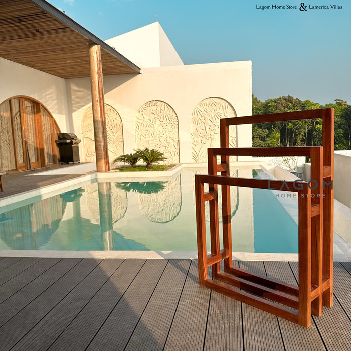 Laundry - Rak Handuk Minimalis Modern Kayu Jati Solid