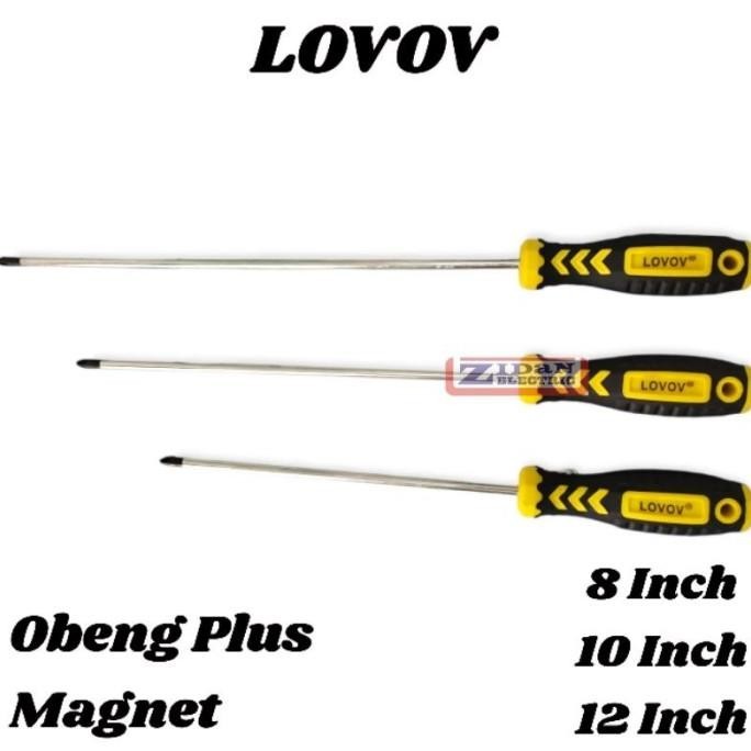 =====] Obeng Panjang Magnet Plus + Gagang Karet 8 10 12 inch