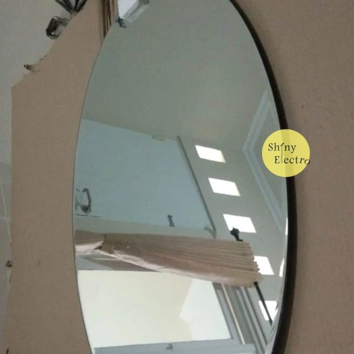 Cermin - Cermin Kaca 50X70Cm Tebal 5Mm Oval Telur Kamar Mandi Wastafel Hotel