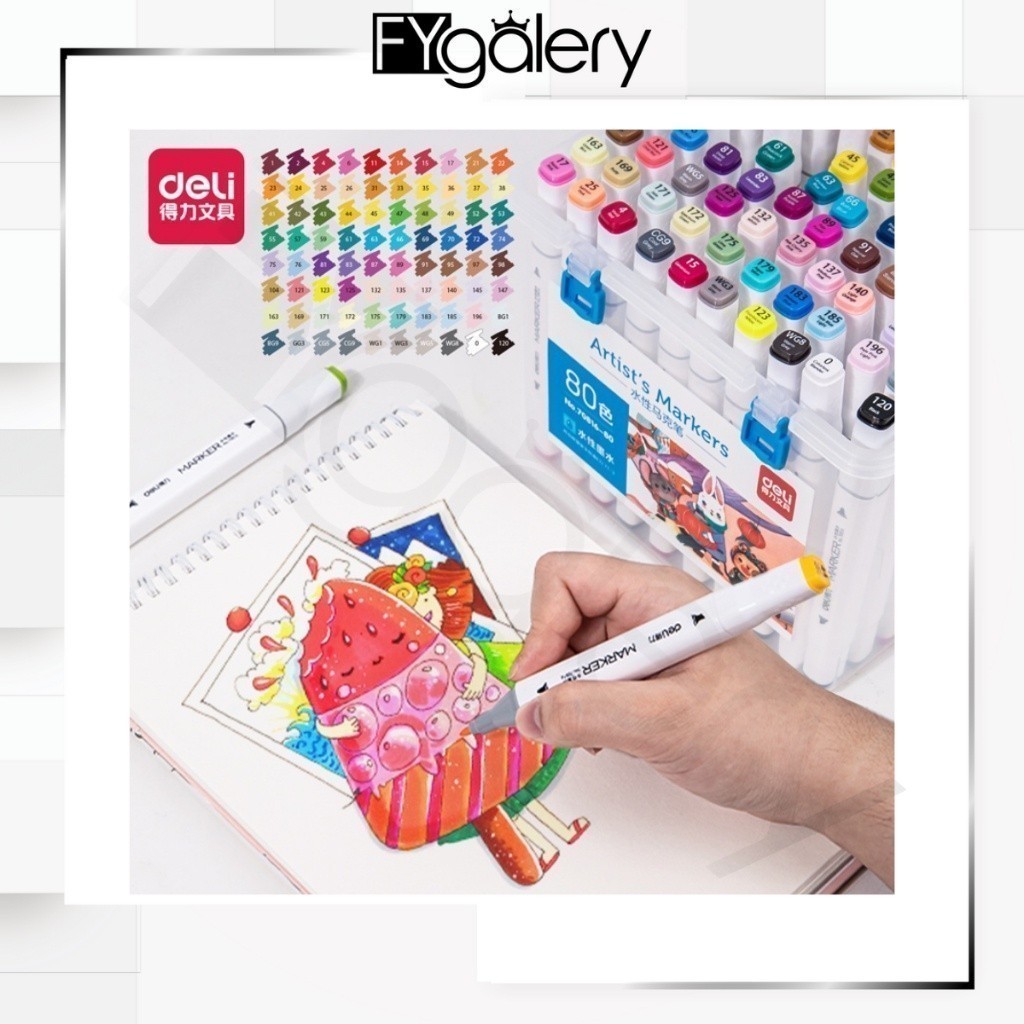 

FYgalery DELI039 Deli Sketch Marker / Water-based Marker / Spidol Sketsa Double Tip 80 Warna 70816 Y1679