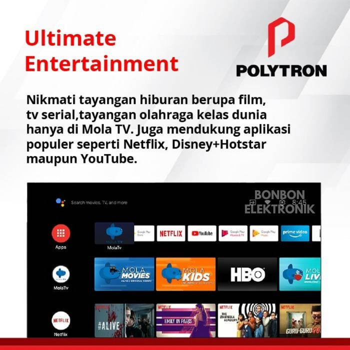 Polytron LED Android TV 32 Inch PLD 32BAG9953 Cinemax Soundbar