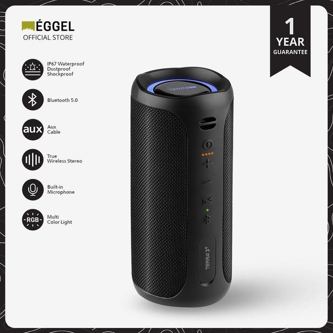Eggel Terra 3 Plus + Waterproof Bluetooth Speaker with RGB Lights