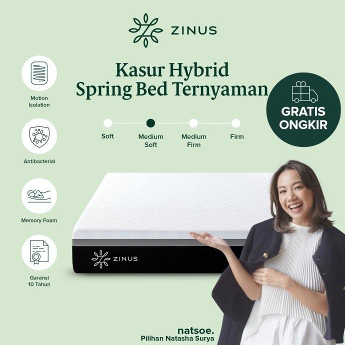 Kasur Spring Bed Hybrid Zinus Memory Foam Motion Isolation In a Box
