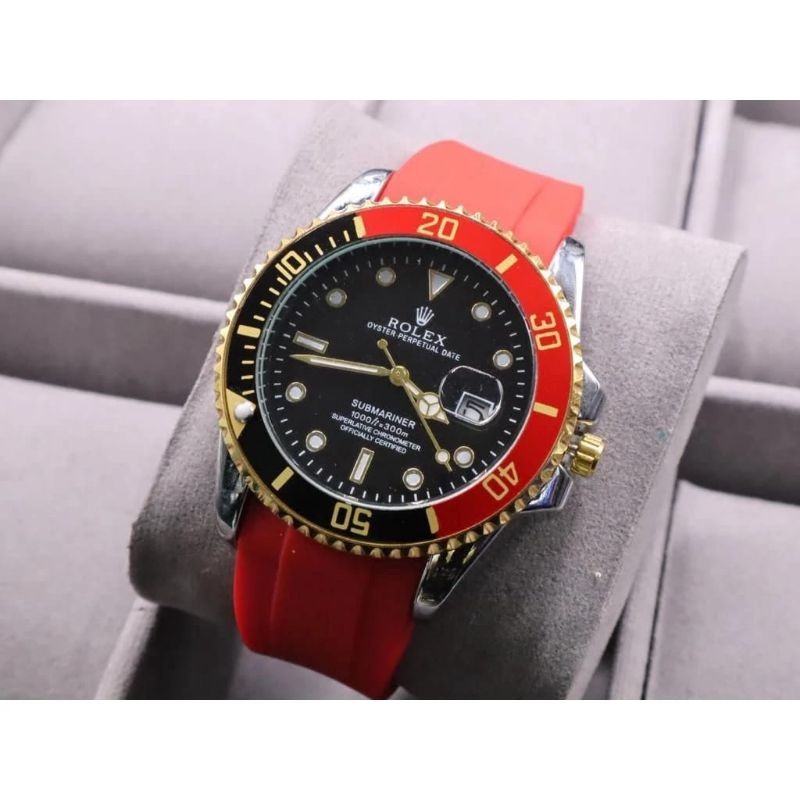 Jam Tangan Pria Rolex Submariner Strap Karet Tanggal aktif Free Box dan Baterai cadangan
