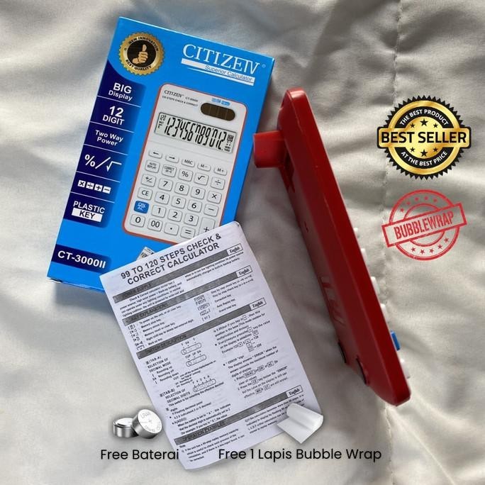 

Hot Sale - Kalkulator Mini CITIZEN CT 3000 ii 12Digit - Calculator Sekolah !