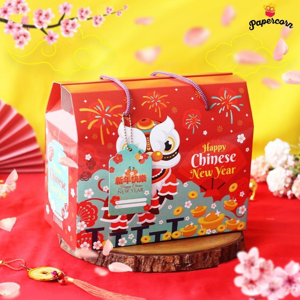 

Diskon Besar 10 Pcs Gable Box Imlek - Barongsai / Box Hampers Imlek Uk 24*12*20 Cm + Free Tag Murah