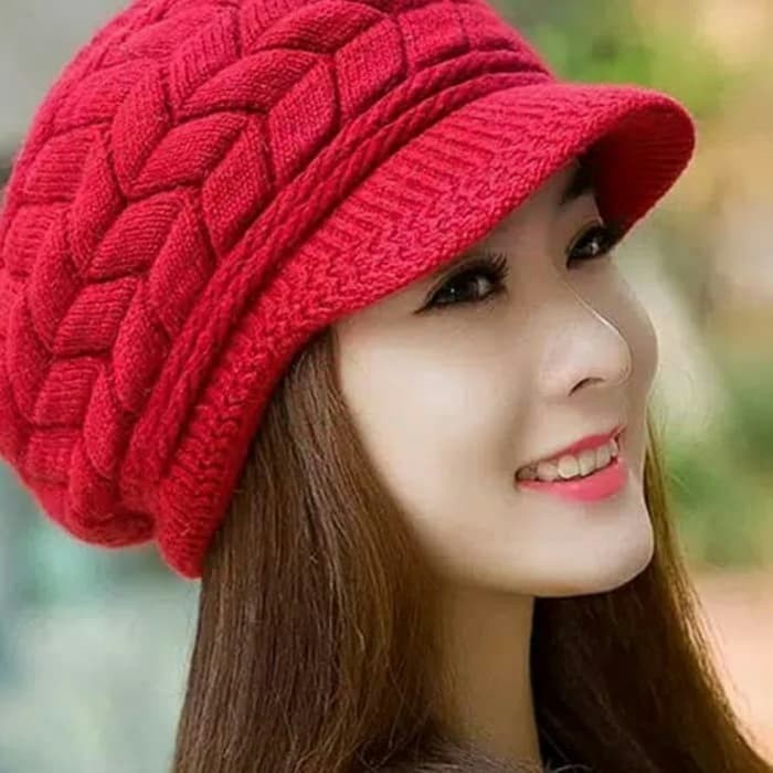 Topi kupluk wanita rajut korea winter