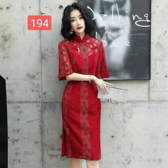 Dress Imlek Dewasa Wanita 2024 Perempuan Cina Dres Cheongsam Korean Style Ukuran Jumbo Festival Midi