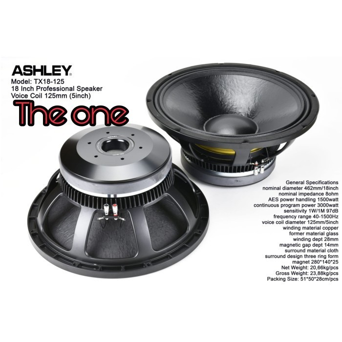 SPEAKER KOMPONEN ASHLEY TX18-125 TX18 125 TX 18 125 ORIGINAL 18INCH