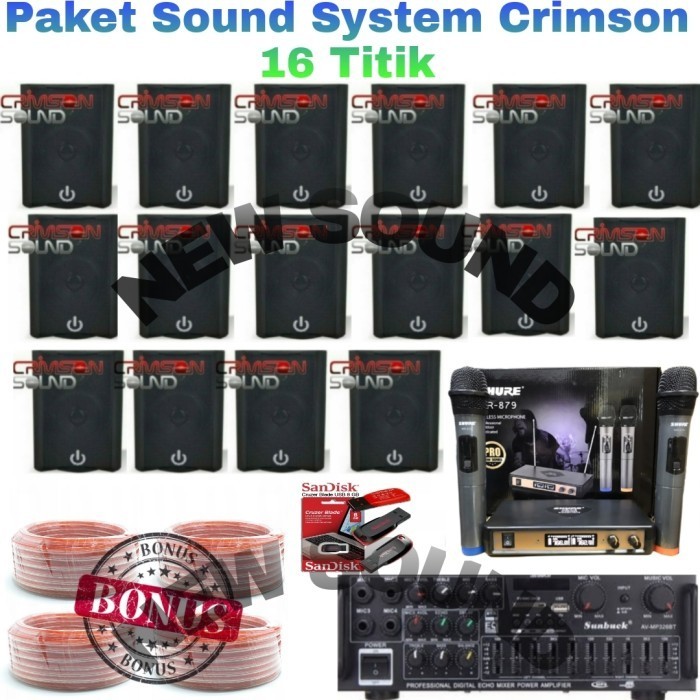PAKET SOUND SYSTEM CAFE RESTORAN MASJID MUSHOLA 16-SPEAKER CRIMSON