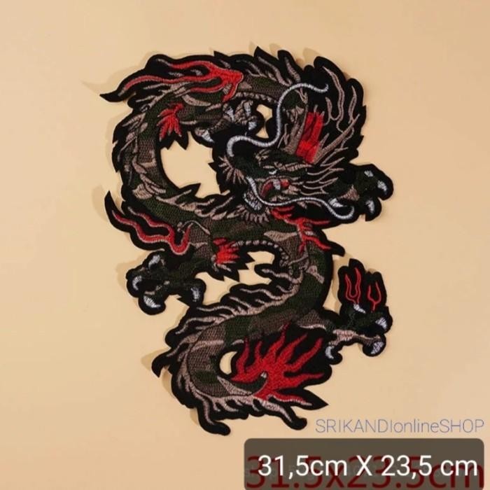 Aplikasi Iron Patch Bordir Naga Besar Xl