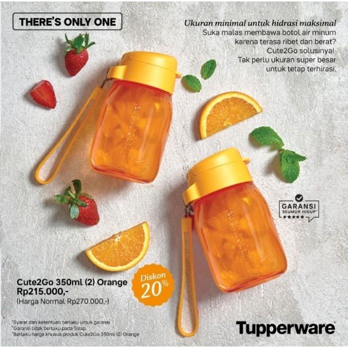 TUPPERWARE CUTE2GO 350ML ORANGE (2) - CUTE 2 GO