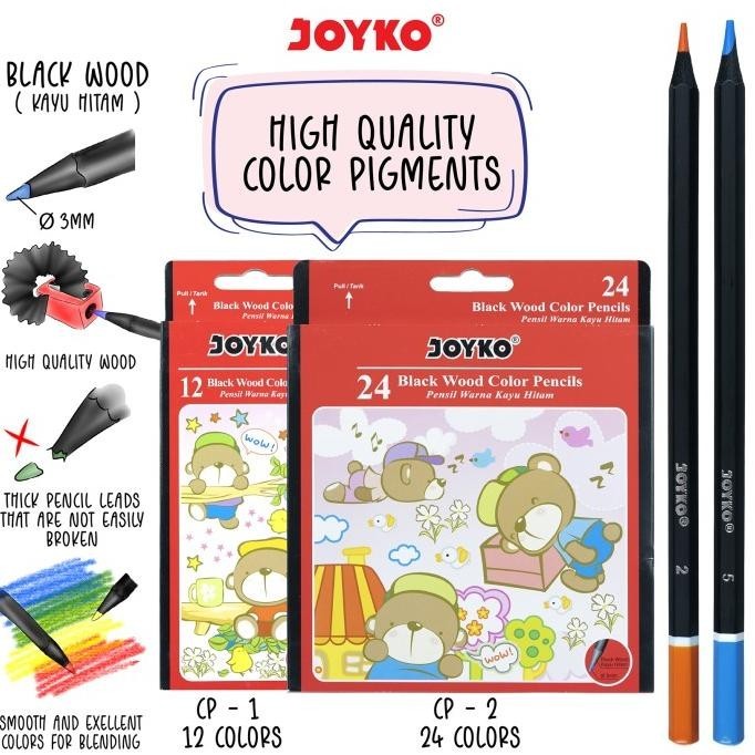 

Joyko Pensil Warna Kayu Hitam Black Wood Color Pencils Hexagonal Grip