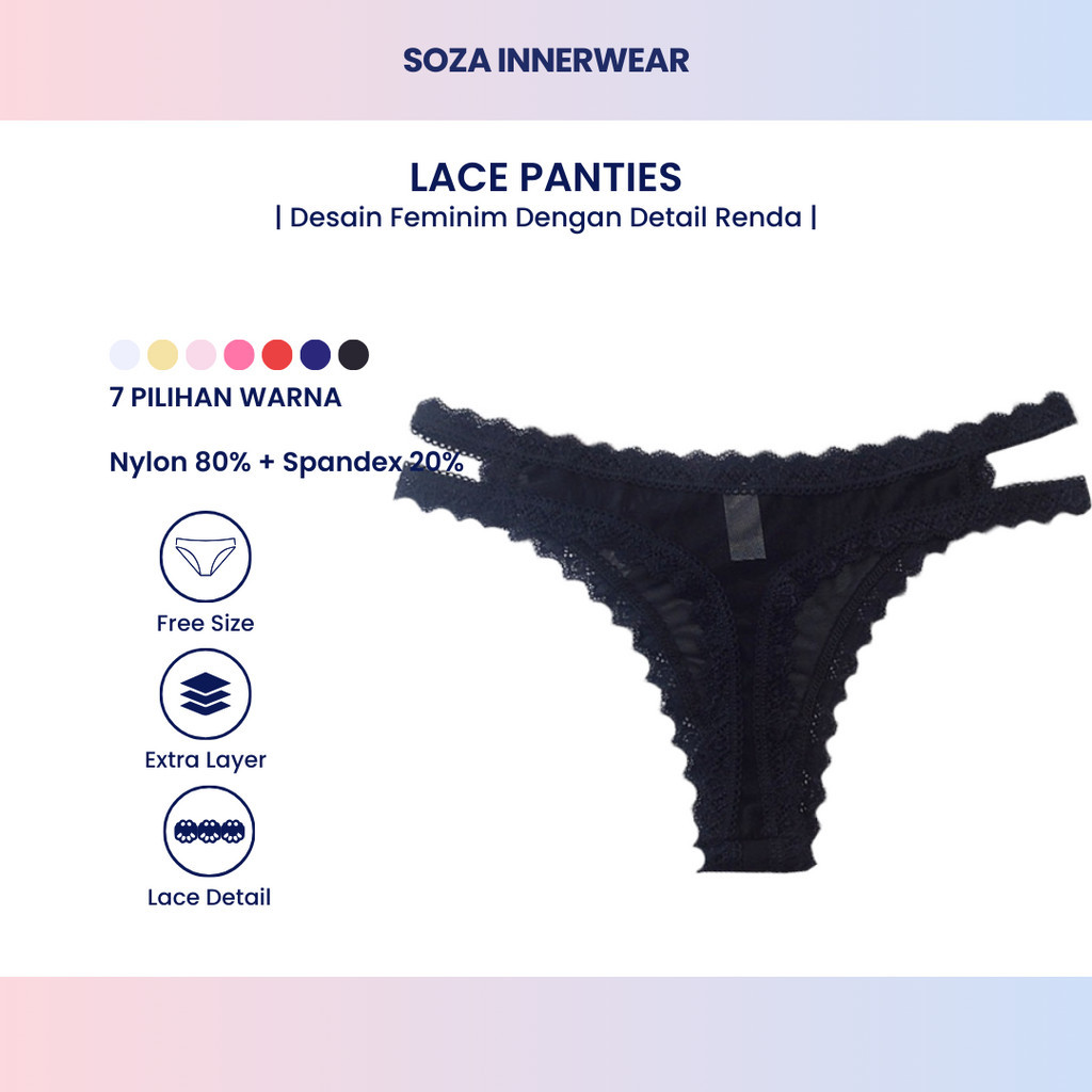 Celana Dalam Wanita 557 Semi Transparan Tipis Motif Pita Kecil Ada Extra Bawahan Kain Miss V Pinggir