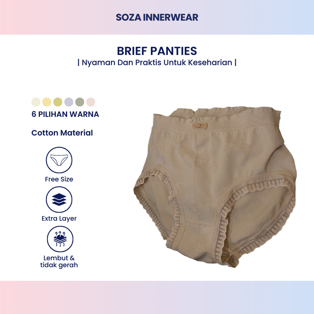 Celana Dalam Wanita 8151 Pita Kecil Motif Bunga Renda Pinggiran Brukat Bahan Katun Halus Lembut Tali