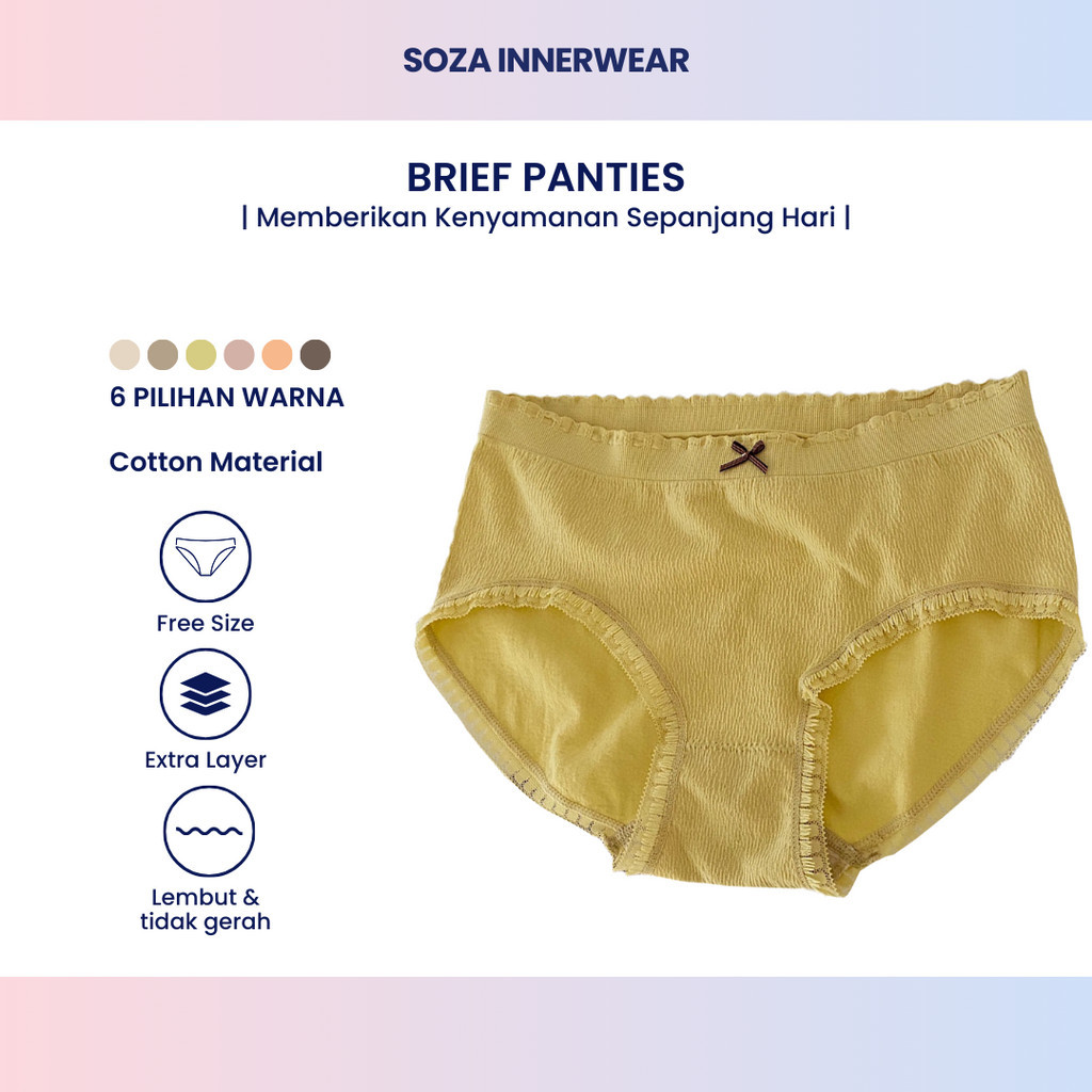 Celana Dalam Wanita 8168 Motif Polos Bahan Katun Tali Karet Elastis Renda Pinggiran Brukat Anti Bakt