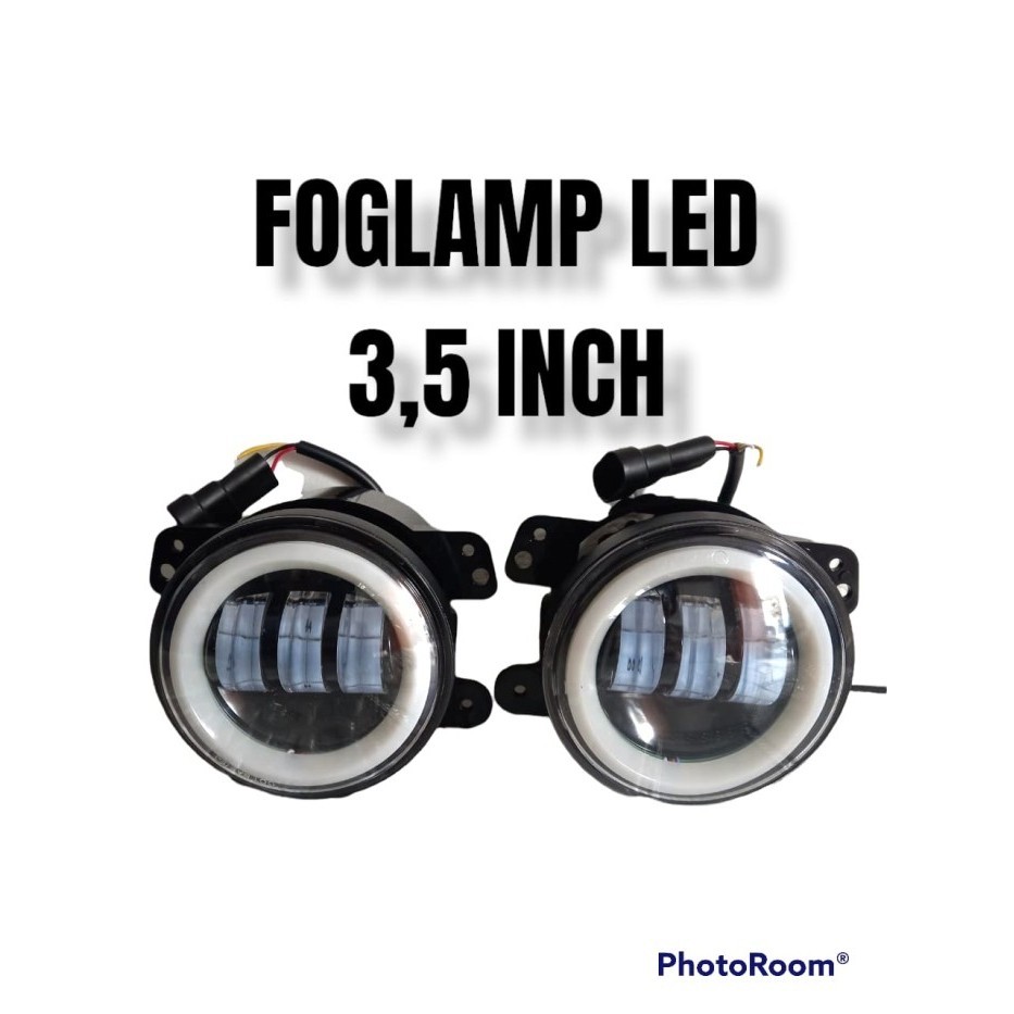 LAMPU LED FOGLAMP MOBIL UNIVERSAL BULAT 3,5 INCH X3 3 LENSA ANGEL
