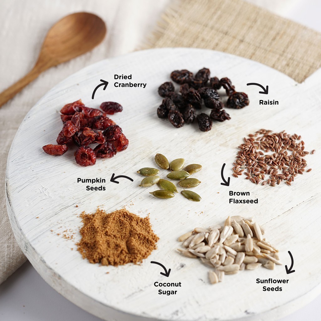 

Granola Addict - Paket Isi 4 * 150Gram (Pandan Wangi / Dark Choco / Cinnamon, Cranberry / Caramel)