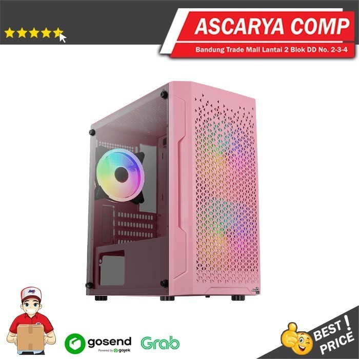 AEROCOOL TRINITY MINI V2 PINK - mATX TEMPERED GLASS CASE GAMING