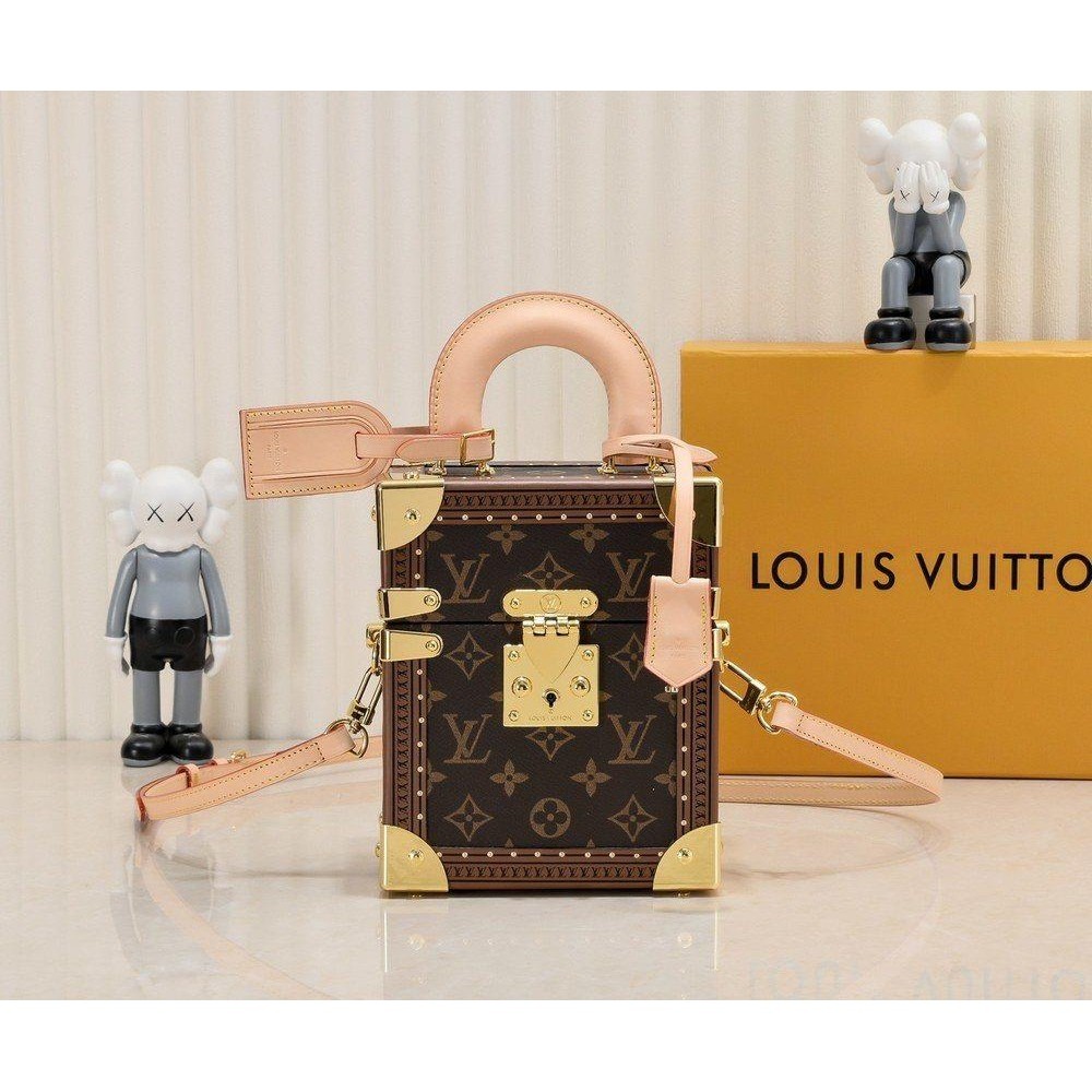 LV petite vanity case vintage cosmetic case handbag sling crossbody box bag with reinforced corner
