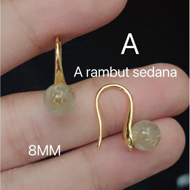 Termurah Promo Anting Batu Rambut Sedana Dan Giok Lapis Emas Awet Murah