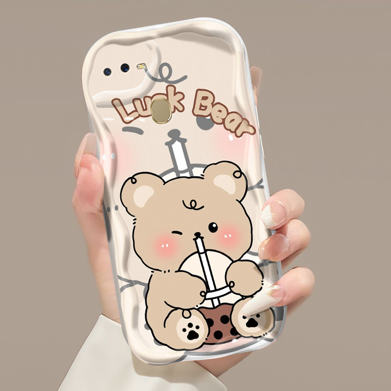 Casing Hp OPPO A7 A5s A12 A12s A11K Case Casing Lucu Beruang Muppet hitam dan putih pola Softcase ba
