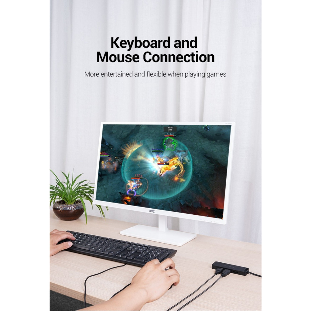 usb hub 4 Port VENTION CHMHD USB 2.0 Hub With Power Supply 0.5M Gray