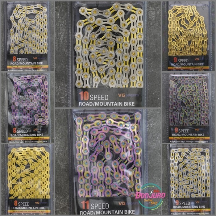 RANTAI SEPEDA VG SPORTS 9 SPEED 10 SPEED 11 SPEED SILVER GOLD RAINBOW